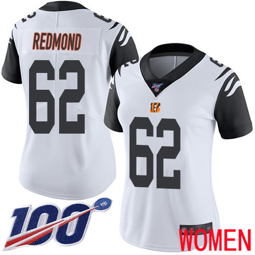 Cincinnati Bengals Limited White Women Alex Redmond Jersey NFL Footballl #62 100th Season Rush Vapor Untouchable